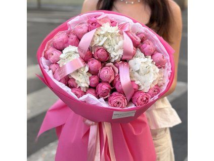🎀 Pink Peony Roses + Hydrangea