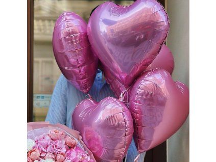 💗 5 Pink Heart Balloons